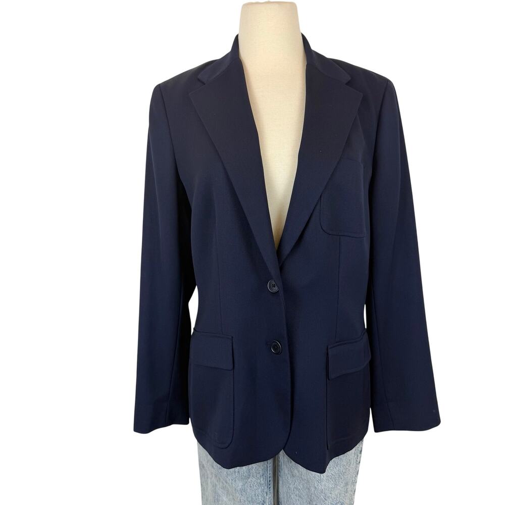 Lauren Ralph Lauren Wool Blazer Jacket Navy Blue Button-Down Size 14 Women's